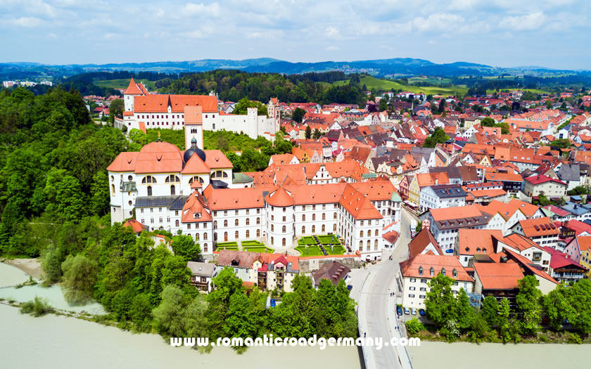 An aerial view of Füssen, Germany